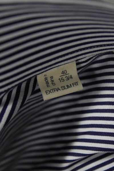 Suit Supply Men's Collared Long Sleeves Button Down Shirt Blue Striped Size 40