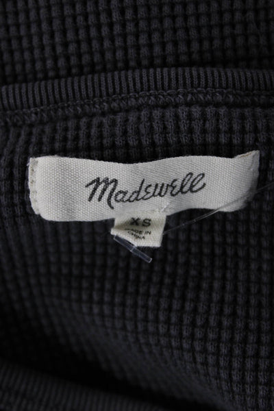 Madewell Womens Cropped Basic Button Long Sleeve Dark Gray T-Shirt Size XS