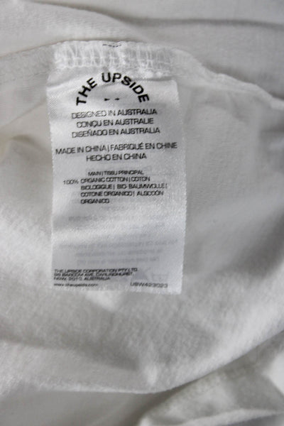 The Upside Women Cropped Organic Cotton Graphic Tank White Crewneck Size XS