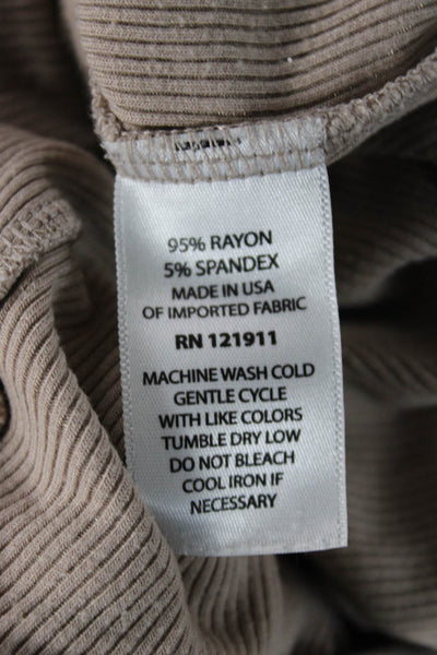 LNA Women Cropped Long Sleeve T-Shirt Beige Rayon Size L