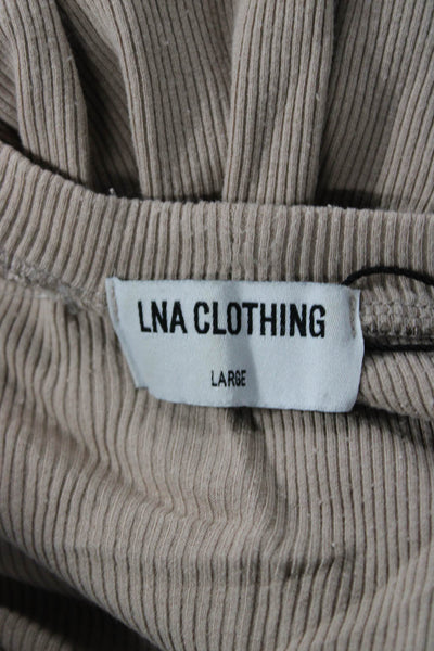 LNA Women Cropped Long Sleeve T-Shirt Beige Rayon Size L