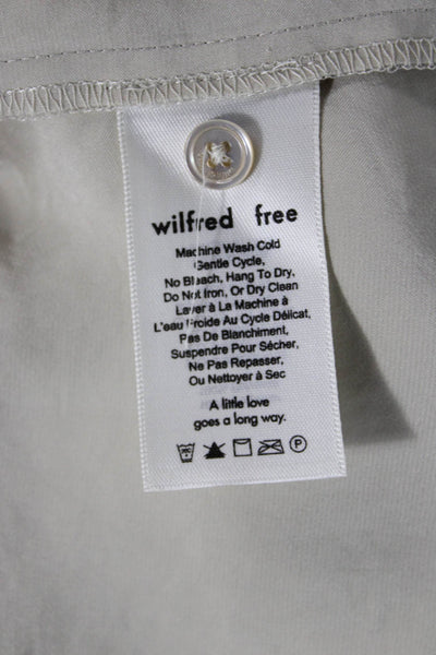 Wilfred Free Women Cropped Button-Up Blouse Beige Short Sleeve Size 2XS