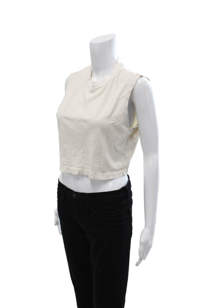 Cotton Citizen Womens Cropped Tank White Sleeveless Crewneck Solid Size XS