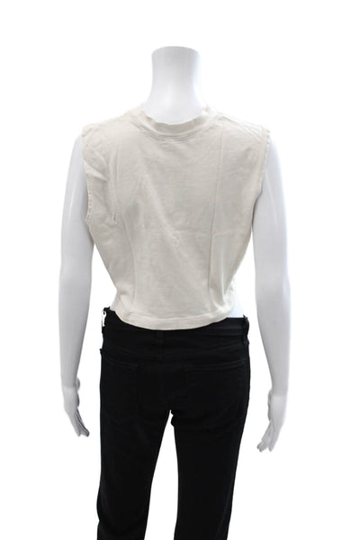 Cotton Citizen Womens Cropped Tank White Sleeveless Crewneck Solid Size XS