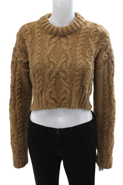 Zara Unisex Pullover Sweater Brown Crew Neck Long Sleeve 84% Acrylic Size S