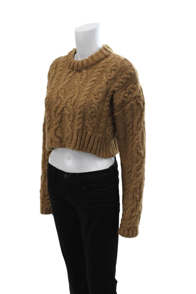 Zara Unisex Pullover Sweater Brown Crew Neck Long Sleeve 84% Acrylic Size S