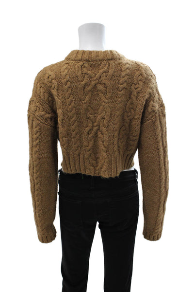 Zara Unisex Pullover Sweater Brown Crew Neck Long Sleeve 84% Acrylic Size S