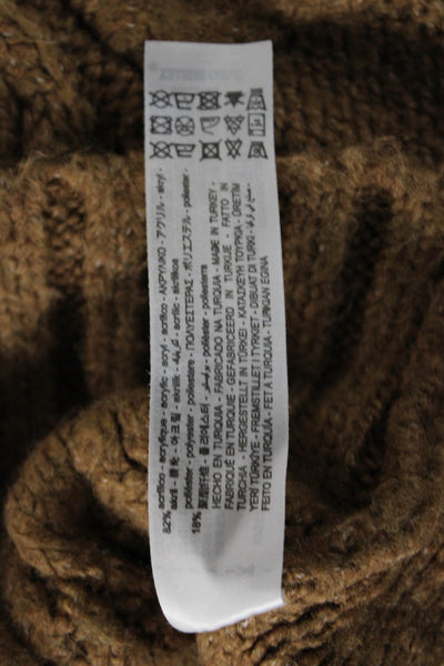 Zara Unisex Pullover Sweater Brown Crew Neck Long Sleeve 84% Acrylic Size S