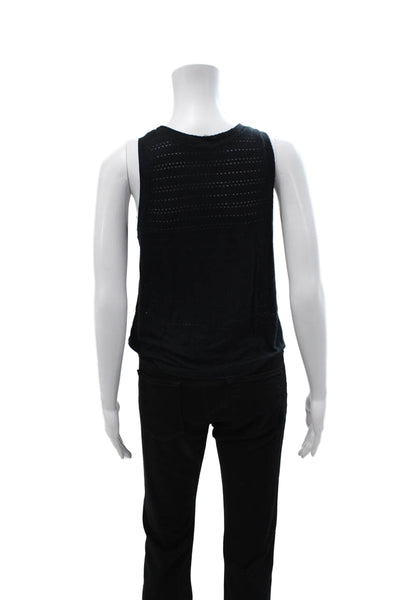 Beyond Yoga Womens Cropped Basic Black Tank Sleeveless Crew Neck Size XS