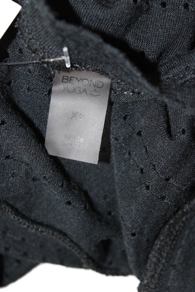 Beyond Yoga Womens Cropped Basic Black Tank Sleeveless Crew Neck Size XS