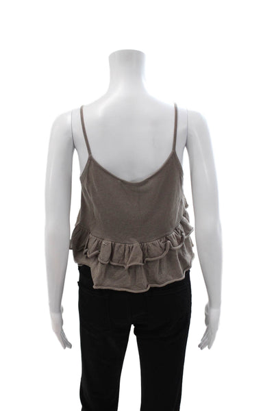 Zara Women Cropped Camisole Brown Round Neck Sleeveless Boho Size S