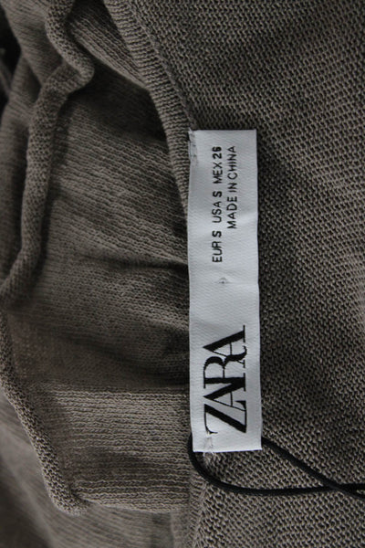 Zara Women Cropped Camisole Brown Round Neck Sleeveless Boho Size S