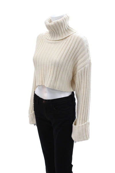 En Saison Unisex Beige Striped Turtleneck Pullover Sweater Long Sleeve Size XS
