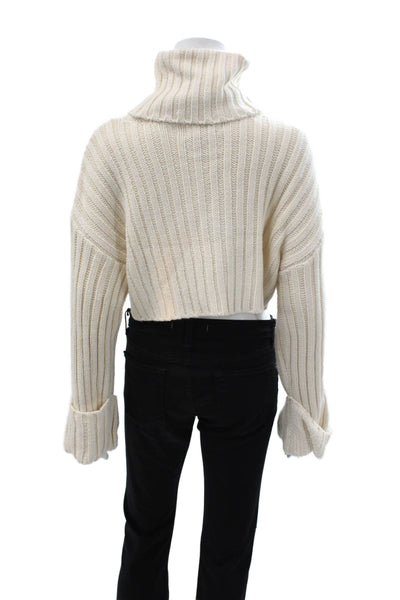 En Saison Unisex Beige Striped Turtleneck Pullover Sweater Long Sleeve Size XS