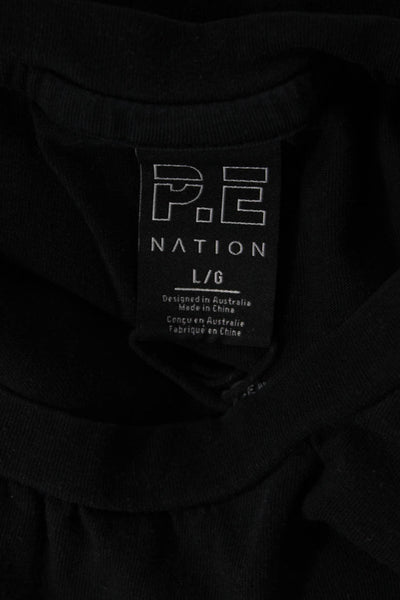 P.E. Nation Womens Cropped Black Graphic Sleeveless T-Shirt Size L
