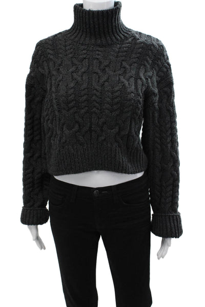 Zara Unisex Pullover Sweater Dark Gray Turtleneck Long Sleeve Size S