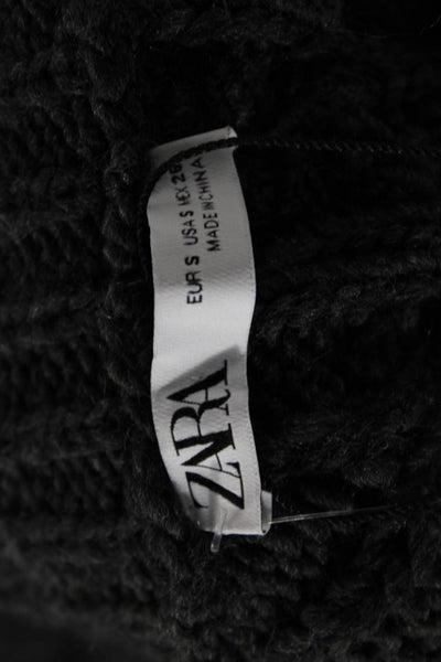 Zara Unisex Pullover Sweater Dark Gray Turtleneck Long Sleeve Size S