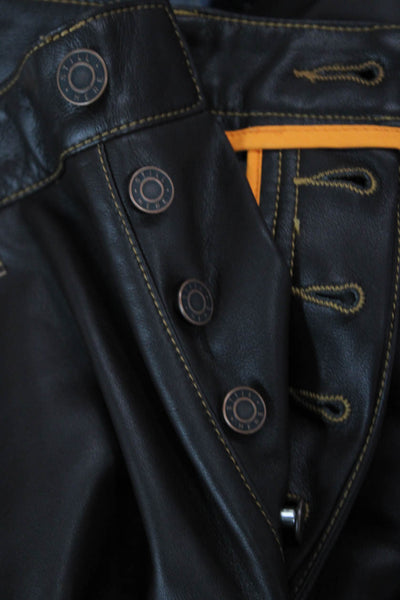 Still Here Unisex Black Cropped Biker Pants Button Closure Size 26