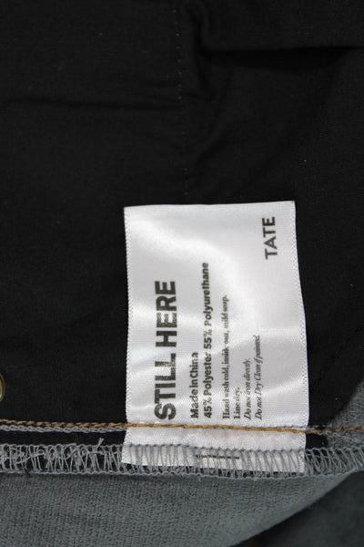 Still Here Unisex Black Cropped Biker Pants Button Closure Size 26