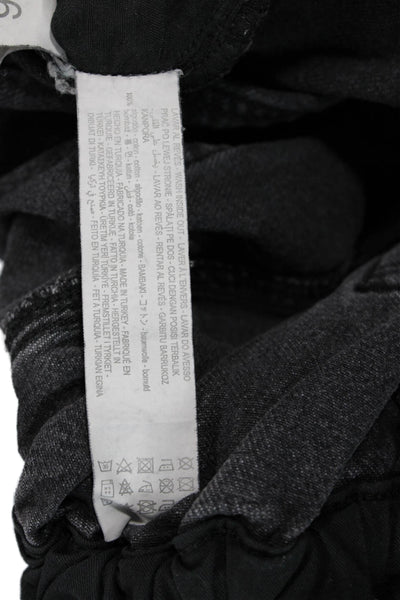 Zara Women High Rise Paperbag Ankle Cropped Pants Dark Gray Cotton Size 0