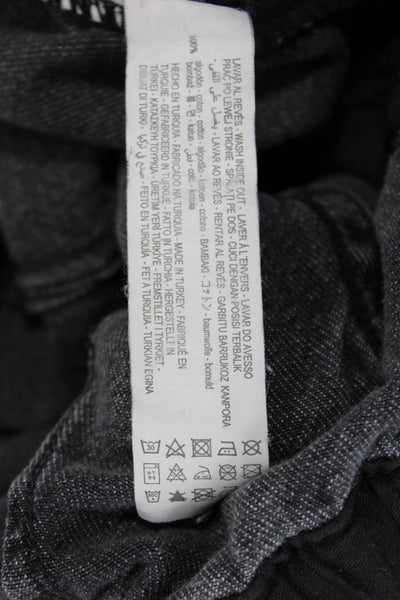 Zara Women Ankle Cropped Paperbag Pants Dark Gray High Rise Cotton Size 0