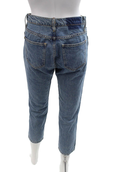 The Great Womens Cropped Tapered Blue Mid Rise Jeans Size 24