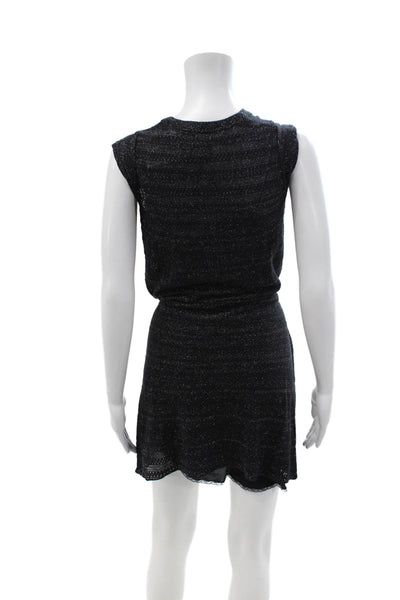Zadig & Voltaire Womens Sweater Dress Black V-Neck Sleeveless Cotton Size XS