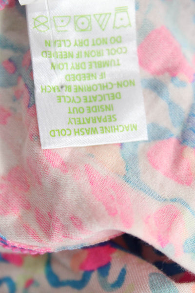 Lilly Pulitzer Womens Pink Floral 3/4 Sleeve Basic T-Shirt Size S