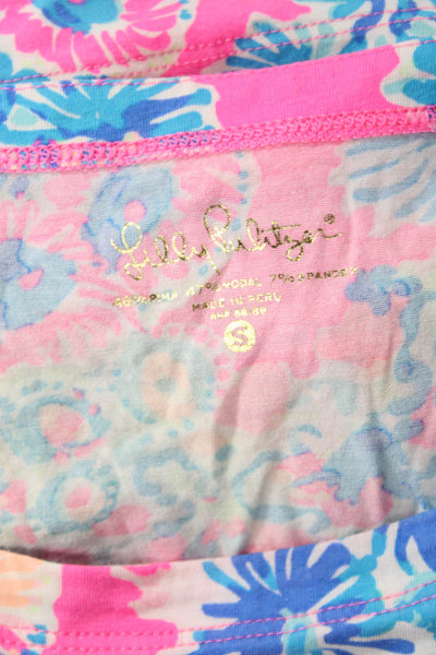 Lilly Pulitzer Womens Pink Floral 3/4 Sleeve Basic T-Shirt Size S