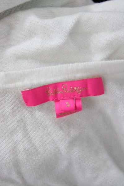 Lilly Pulitzer Women Sweater Tunic White V-Neck Long Sleeve Size S