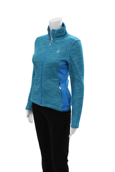 Spyder Women Windbreaker Blue High Neck Zip Long Sleeve Polyester Size XS