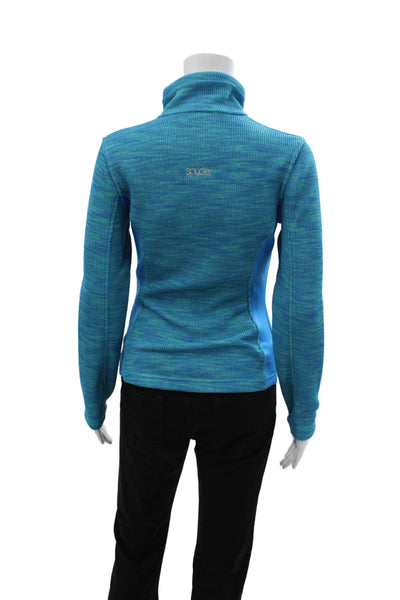 Spyder Women Windbreaker Blue High Neck Zip Long Sleeve Polyester Size XS
