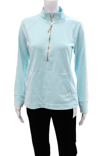 Lilly Pulitzer Women Light Blue Henley Sweatshirt Mock Neck Size S