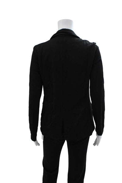 Magaschoni Unisex Black Collared Button Blazer Long Sleeve Rayon Spandex Size S