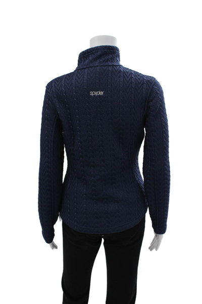 Spyder Women Quilted Jacket Dark Blue Zip High Neck Polyester Size S
