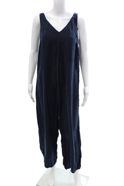 Hatch Women Jumpsuit Dark Blue V Neck Sleeveless Cupro Size 0