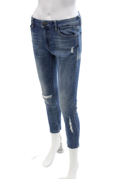 DL 1961 Womens Ankle Cropped Skinny Jeans Blue Mid Rise Size 29