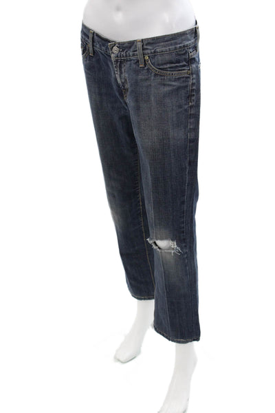 7 For All Mankind Womens Dark Blue Bootcut Cropped Jeans Mid Rise Size 30