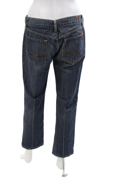 7 For All Mankind Womens Dark Blue Bootcut Cropped Jeans Mid Rise Size 30