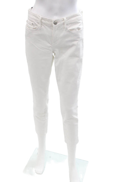 Vince Womens Skinny Ankle Jeans White Mid-Rise Button Size 28