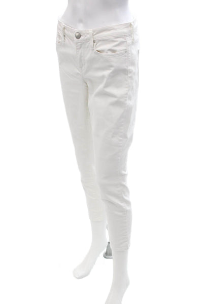Vince Womens Skinny Ankle Jeans White Mid-Rise Button Size 28
