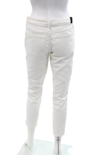 Vince Womens Skinny Ankle Jeans White Mid-Rise Button Size 28
