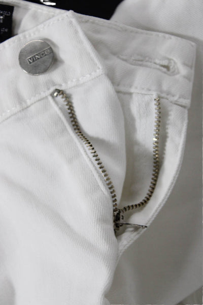 Vince Womens Skinny Ankle Jeans White Mid-Rise Button Size 28