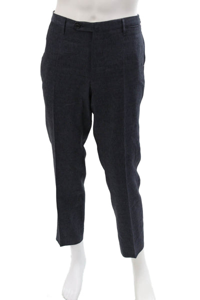 Giusto! Senza Regole Mens Dark Blue Cropped Dress Pants Button Cotton Size 29