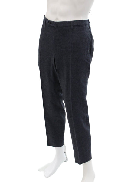 Giusto! Senza Regole Mens Dark Blue Cropped Dress Pants Button Cotton Size 29