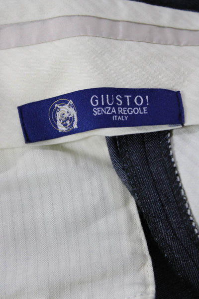 Giusto! Senza Regole Mens Dark Blue Cropped Dress Pants Button Cotton Size 29