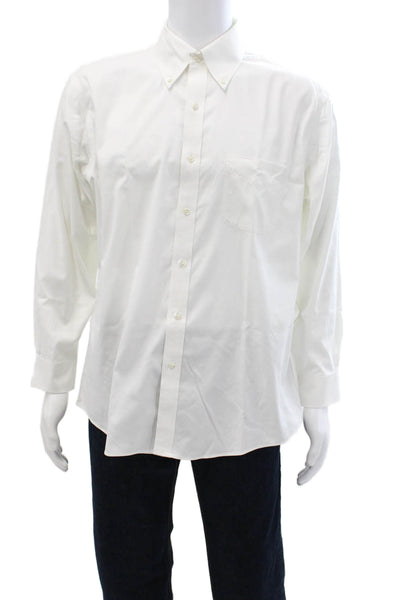 Brooks Brothers Men's Long Sleeves Collared Button Down Shirt White Size 16