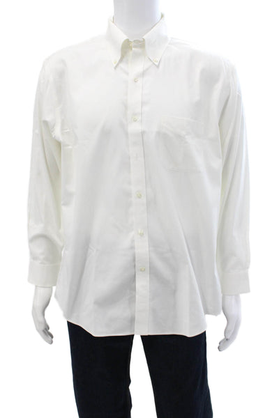 Brooks Brothers Men's Collared Long Sleeves Button Down Shirt White Size 16-32