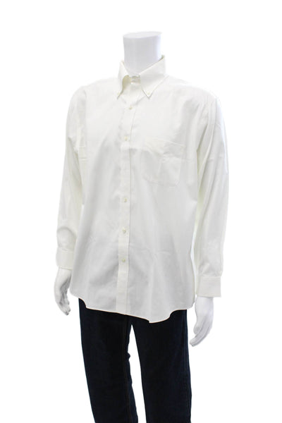 Brooks Brothers Men's Collared Long Sleeves Button Down Shirt White Size 16-32