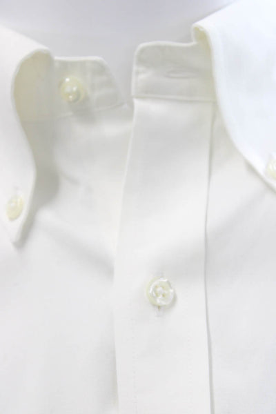 Brooks Brothers Men's Collared Long Sleeves Button Down Shirt White Size 16-32